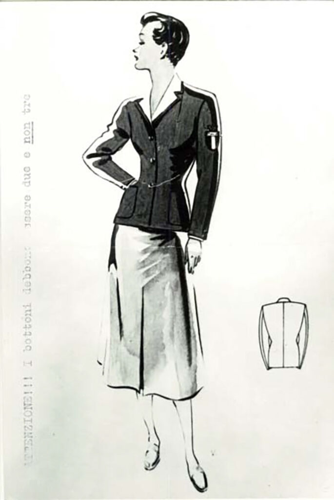 Bozzetto uniformi femminili per le Olimpiadi di Oslo 1952